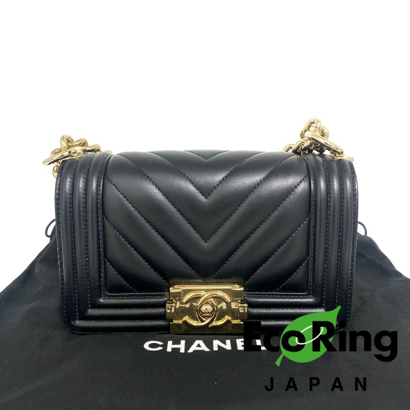 △ Chanel 香奈兒 Small Boy Black Lambskin Gold Tone Metal Chain Shoulder Bag No.23 A67085 黑色小羊皮金色金屬鏈條肩背袋 No.23 A67085 -257016905-0