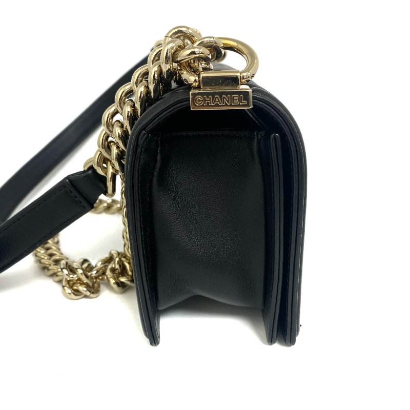 △ Chanel 香奈兒 Small Boy Black Lambskin Gold Tone Metal Chain Shoulder Bag No.23 A67085 黑色小羊皮金色金屬鏈條肩背袋 No.23 A67085 -257016905-3