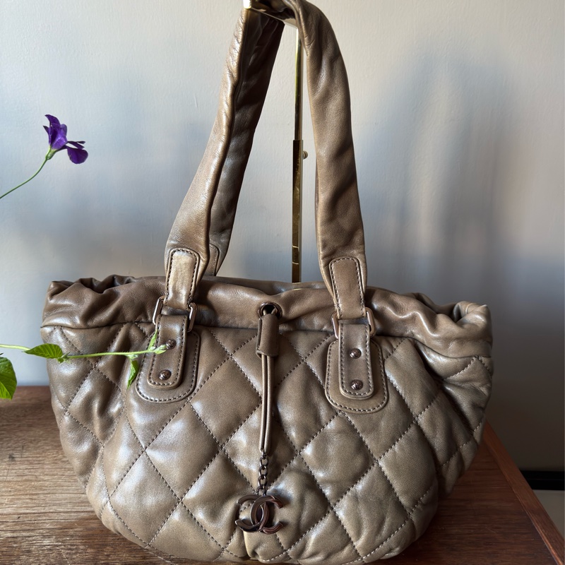 CHANEL 羊皮菱格紋肩背包-6