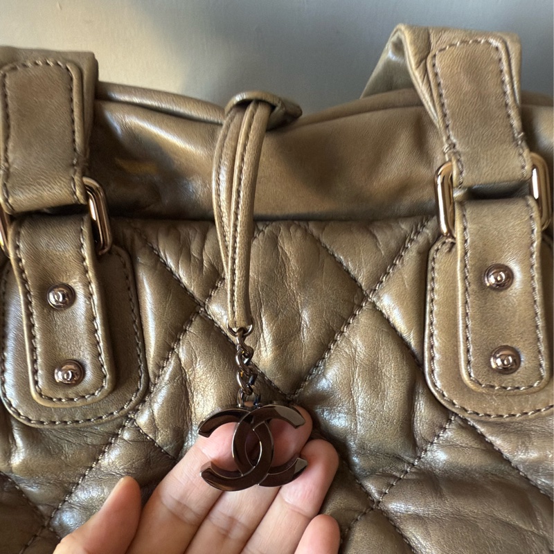 CHANEL 羊皮菱格紋肩背包-24