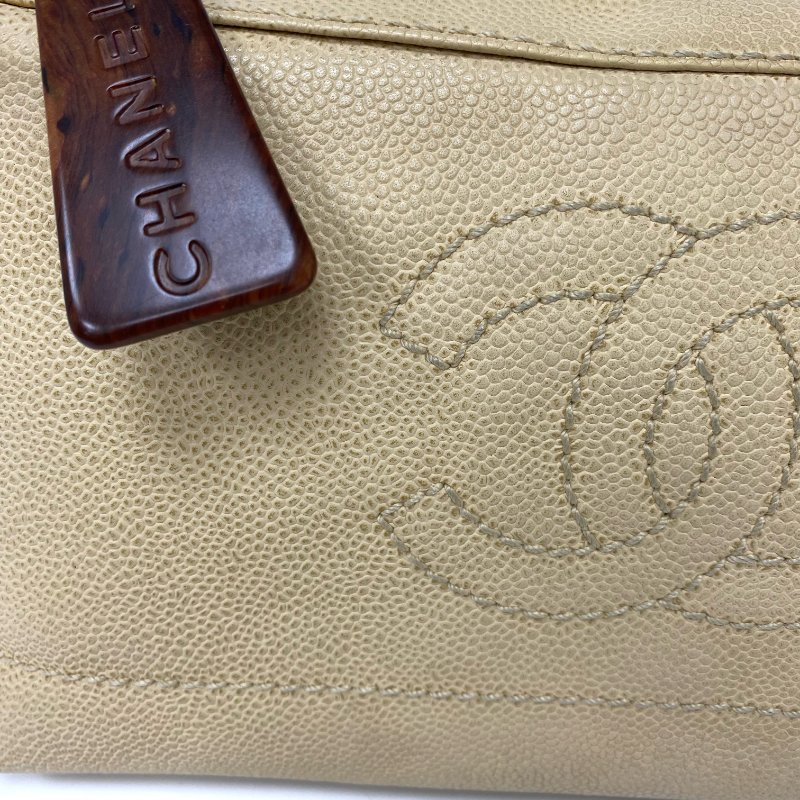 △ Chanel 香奈兒 Beige Caviar Skin Wooden Handbag No.7 淺褐色粒紋小牛皮手袋 No.7 -257016941-4