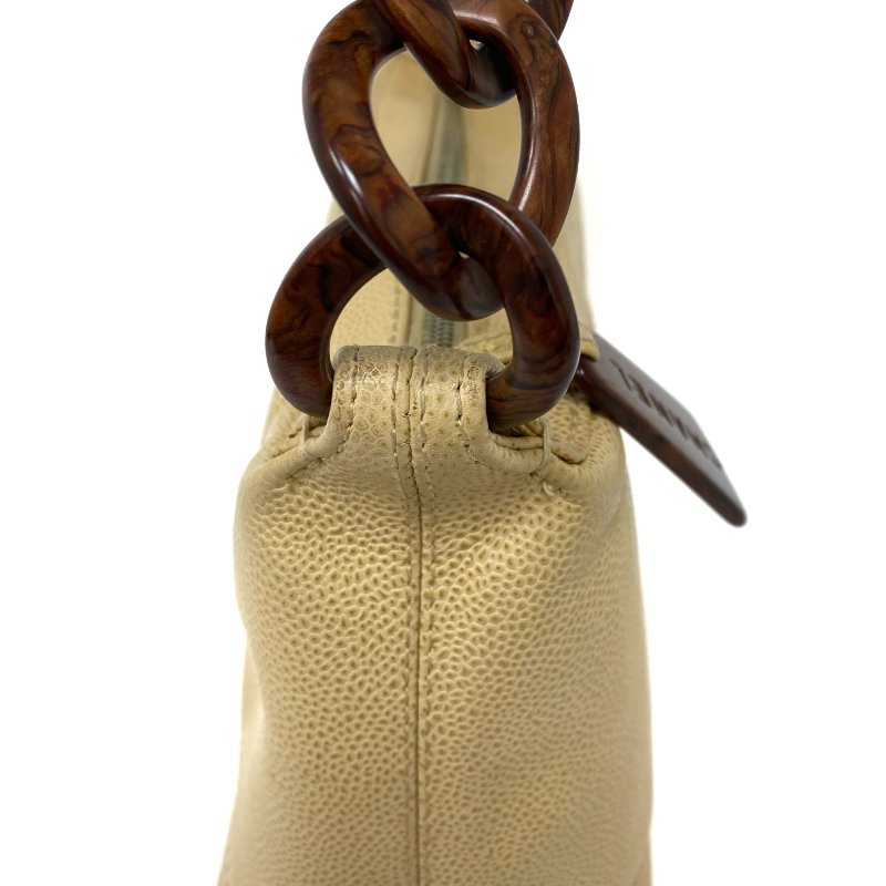 △ Chanel 香奈兒 Beige Caviar Skin Wooden Handbag No.7 淺褐色粒紋小牛皮手袋 No.7 -257016941-6