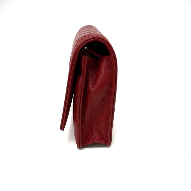 △ Chanel 香奈兒 Boy Red Lambskin Gray Tone Metal Wallet On Chain No.18 紅色小羊皮灰色金屬鏈條銀包 No.18 -257017129-3