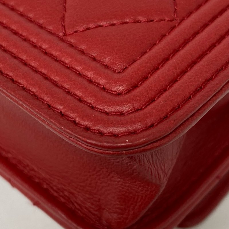 △ Chanel 香奈兒 Boy Red Lambskin Gray Tone Metal Wallet On Chain No.18 紅色小羊皮灰色金屬鏈條銀包 No.18 -257017129-12