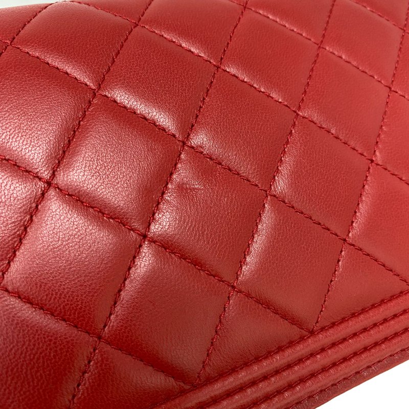 △ Chanel 香奈兒 Boy Red Lambskin Gray Tone Metal Wallet On Chain No.18 紅色小羊皮灰色金屬鏈條銀包 No.18 -257017129-14