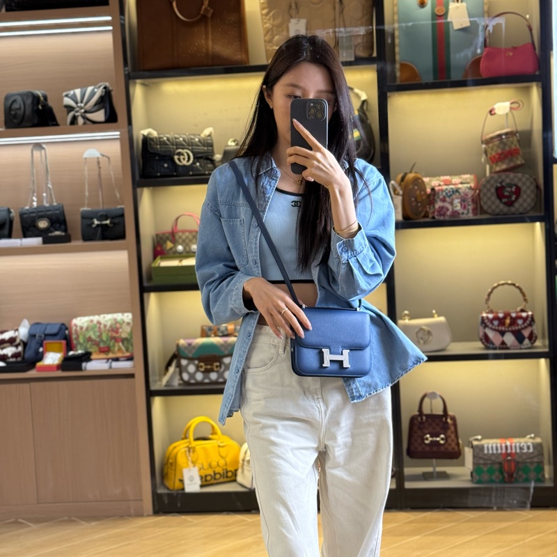 Hermès 康康CONSTANCE 24 費羅里達藍 D刻 EV 99new-2