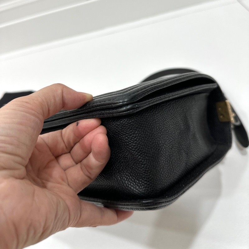 chanel 黑色牛皮 le boy boy 28 鍊條包 帶鍊包 斜背包 肩背包-10