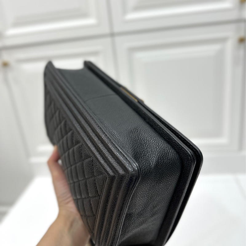 chanel 黑色牛皮 le boy boy 28 鍊條包 帶鍊包 斜背包 肩背包-12