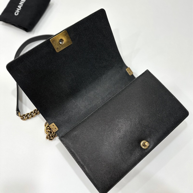 chanel 黑色牛皮 le boy boy 28 鍊條包 帶鍊包 斜背包 肩背包-20