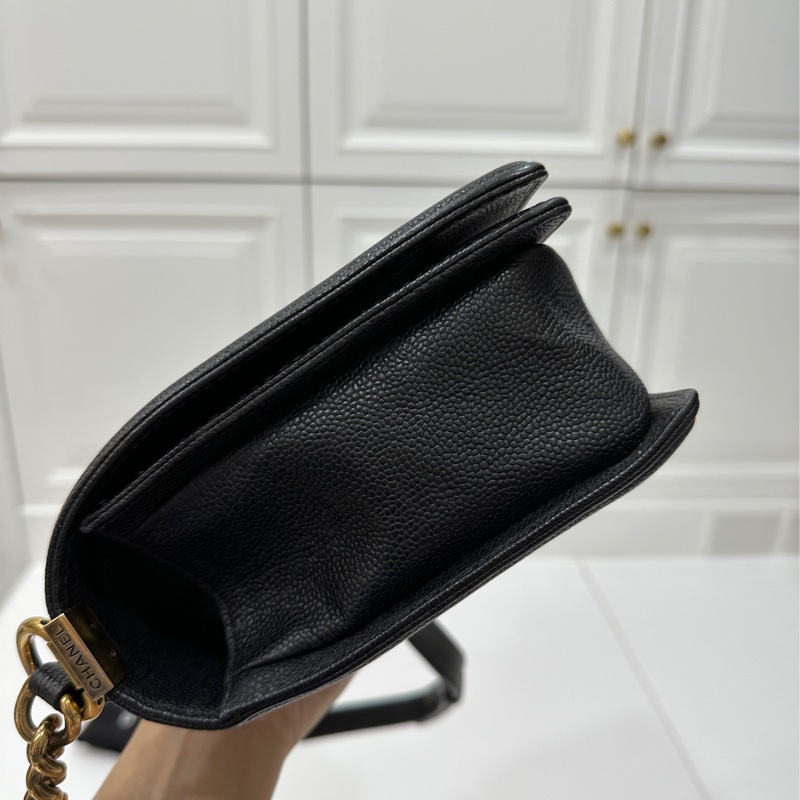 chanel 黑色牛皮 le boy boy 28 鍊條包 帶鍊包 斜背包 肩背包-30