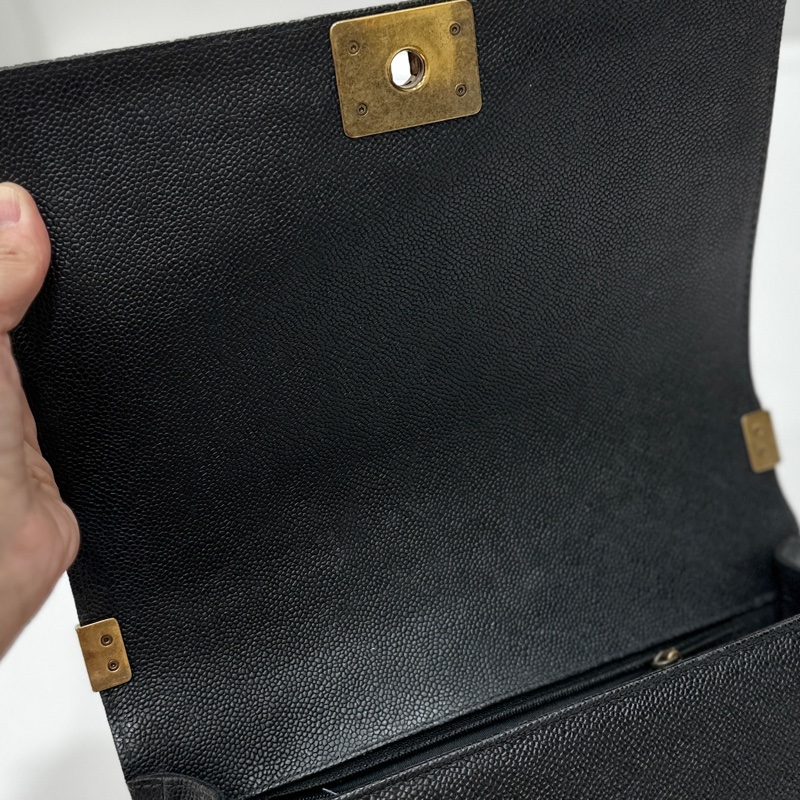 chanel 黑色牛皮 le boy boy 28 鍊條包 帶鍊包 斜背包 肩背包-37