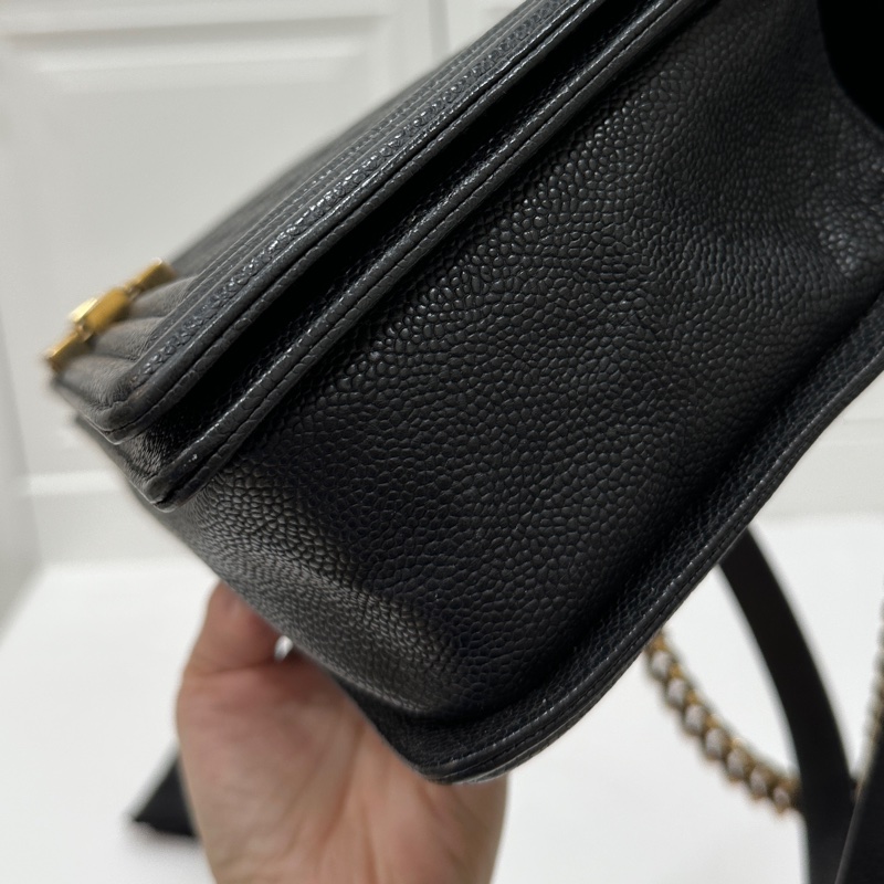 chanel 黑色牛皮 le boy boy 28 鍊條包 帶鍊包 斜背包 肩背包-41