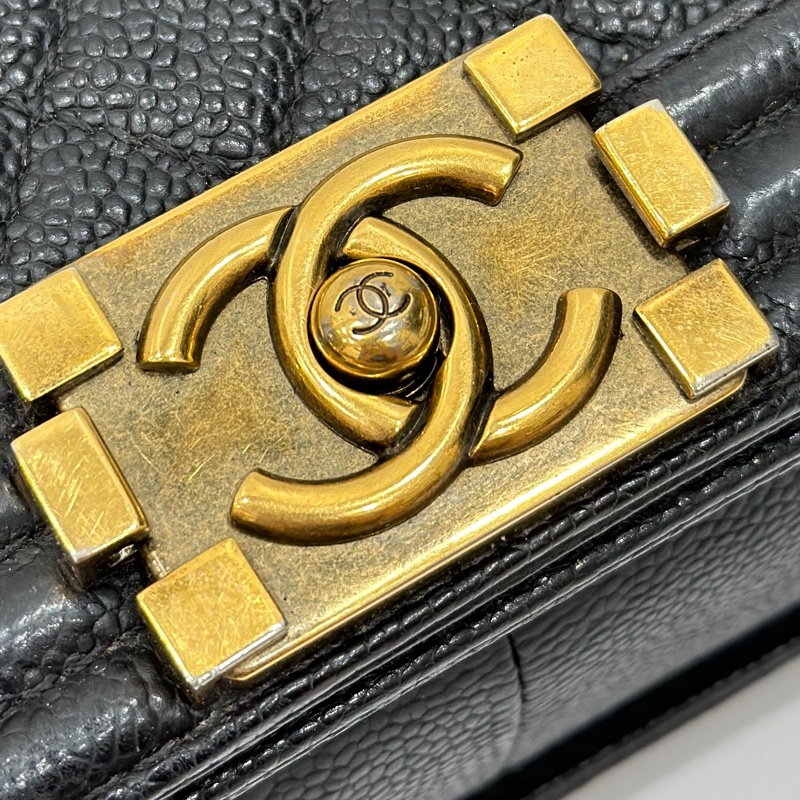 chanel 黑色牛皮 le boy boy 28 鍊條包 帶鍊包 斜背包 肩背包-52