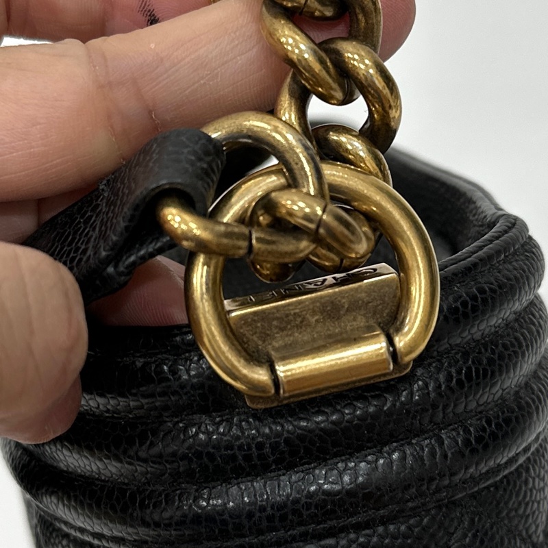 chanel 黑色牛皮 le boy boy 28 鍊條包 帶鍊包 斜背包 肩背包-53