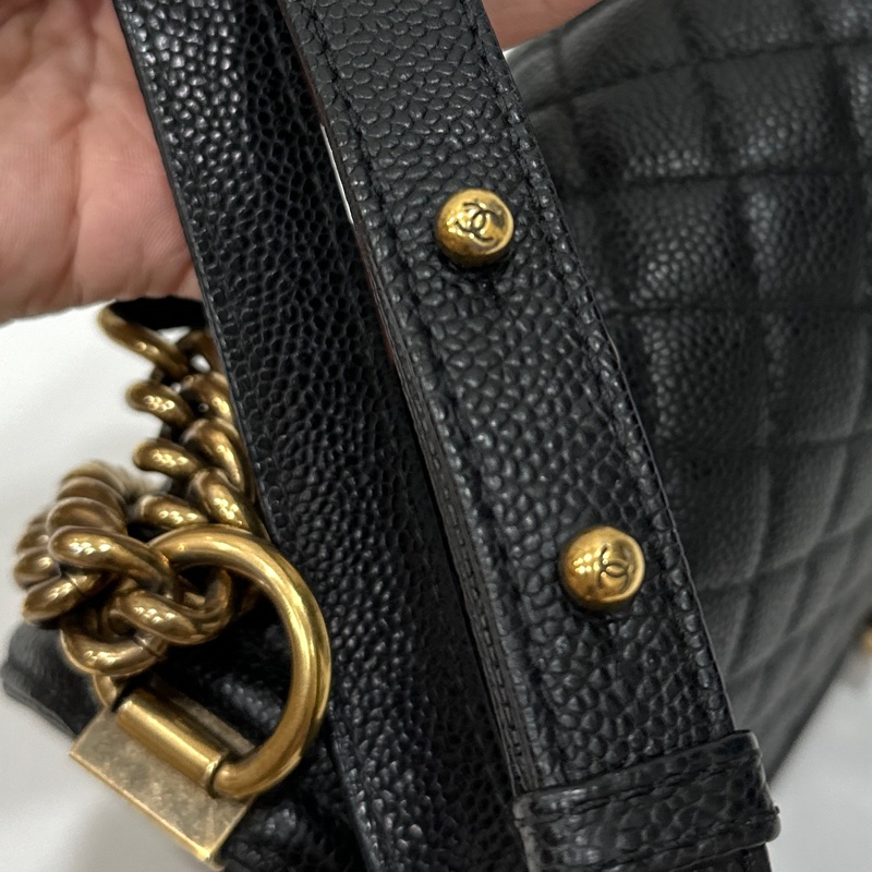 chanel 黑色牛皮 le boy boy 28 鍊條包 帶鍊包 斜背包 肩背包-54