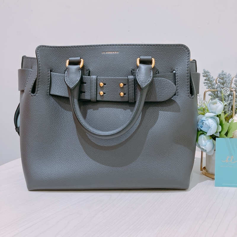 TK1796 Burberry 巴寶莉灰色手挽肩背包The Balt Leather Handbag Grey-0