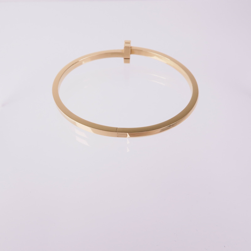 TIFFANY＆CO 18K玫瑰金T1 Narrow Hinged Bangle手鐲-2