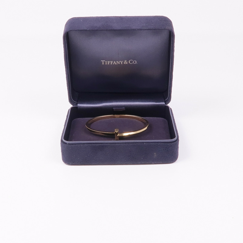 TIFFANY＆CO 18K玫瑰金T1 Narrow Hinged Bangle手鐲-8