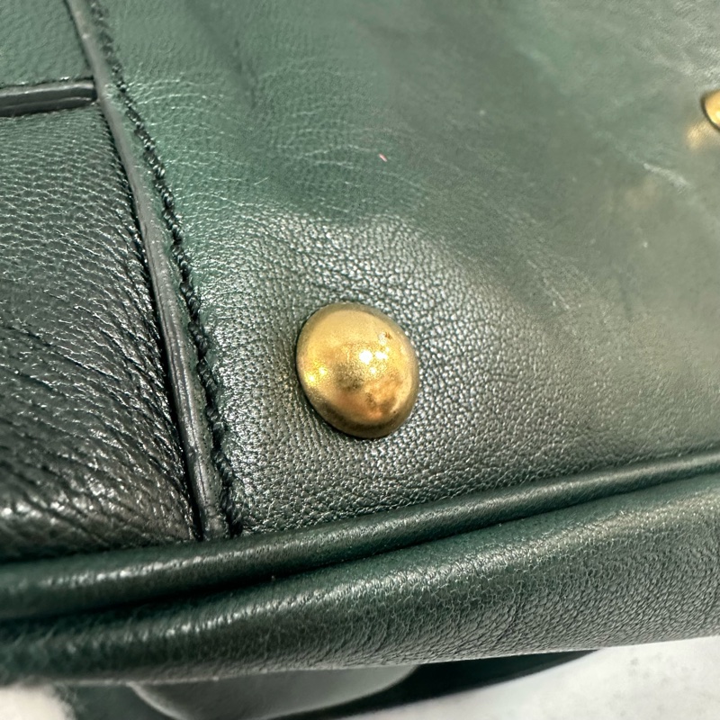 YSL 168238 綠牛皮拉鍊muse tote 兩用包-3