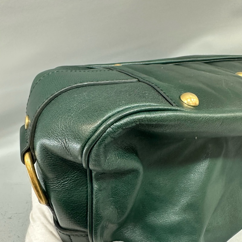 YSL 168238 綠牛皮拉鍊muse tote 兩用包-8