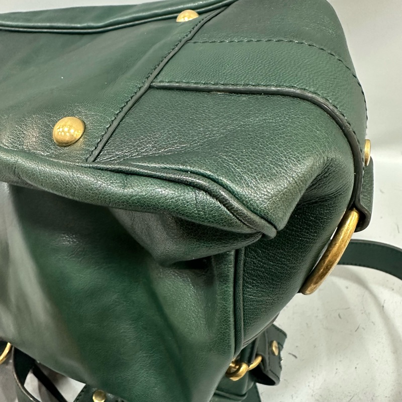 YSL 168238 綠牛皮拉鍊muse tote 兩用包-11