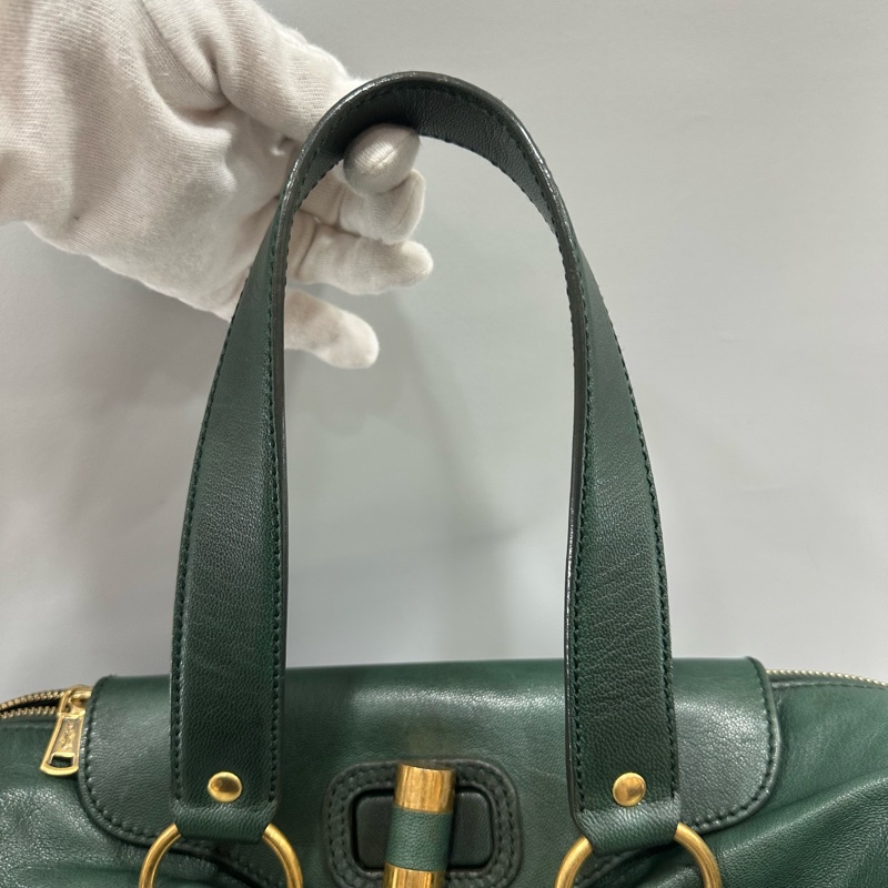 YSL 168238 綠牛皮拉鍊muse tote 兩用包-14
