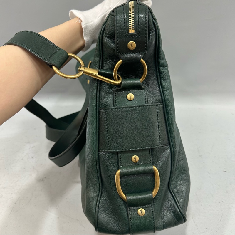 YSL 168238 綠牛皮拉鍊muse tote 兩用包-29
