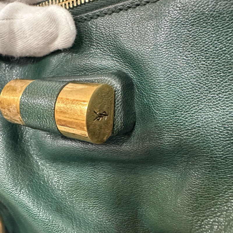 YSL 168238 綠牛皮拉鍊muse tote 兩用包-54