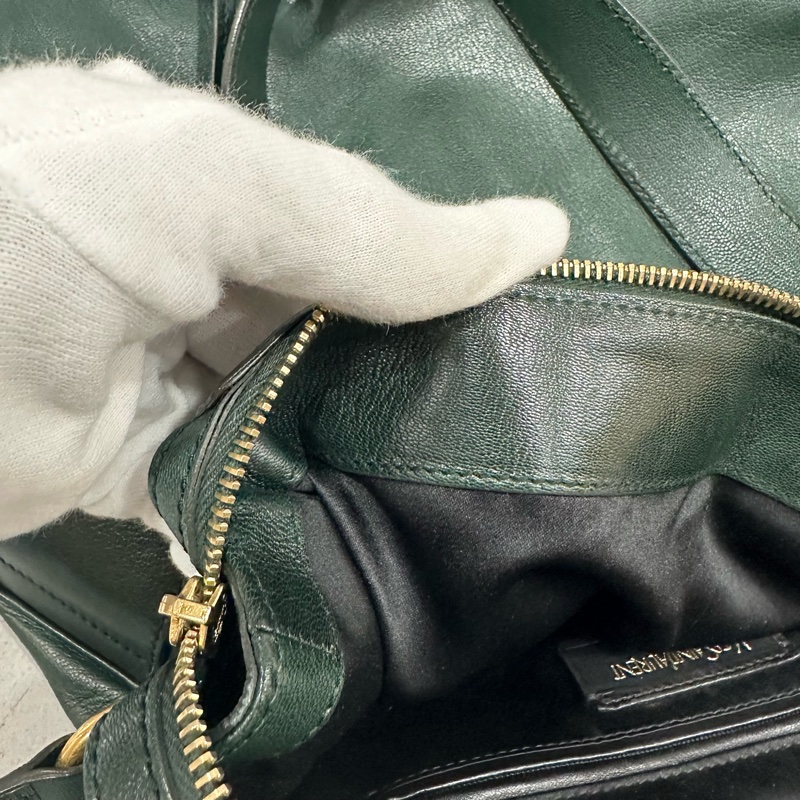 YSL 168238 綠牛皮拉鍊muse tote 兩用包-64