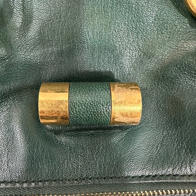 YSL 168238 綠牛皮拉鍊muse tote 兩用包-69