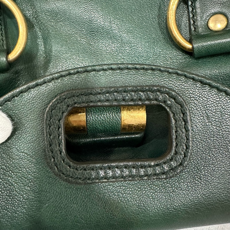 YSL 168238 綠牛皮拉鍊muse tote 兩用包-70