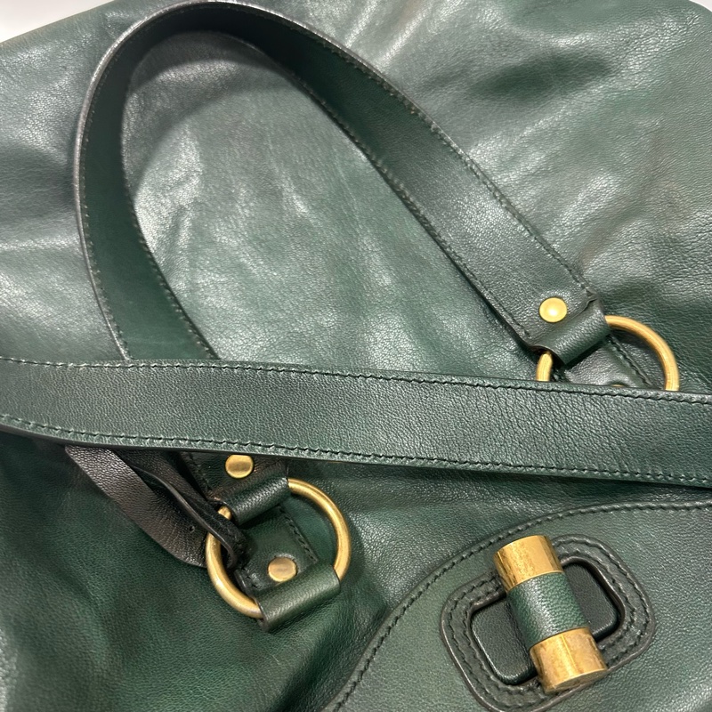 YSL 168238 綠牛皮拉鍊muse tote 兩用包-76