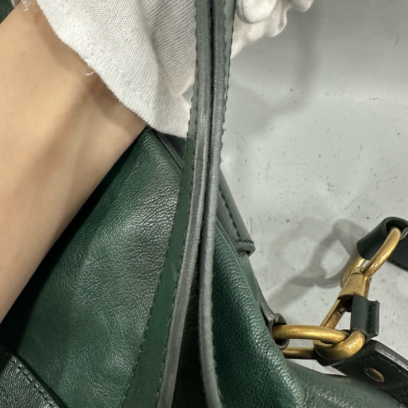 YSL 168238 綠牛皮拉鍊muse tote 兩用包-78