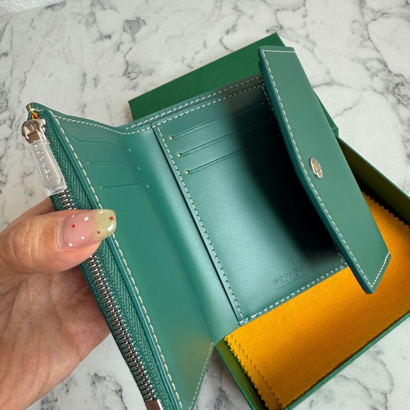 goyard綠色三折短夾 男女都可以-7