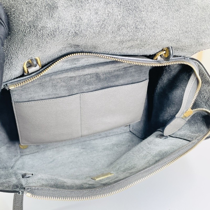 Celine 灰色Belt鯰魚包荔枝紋牛皮 肩背包 斜背包-3