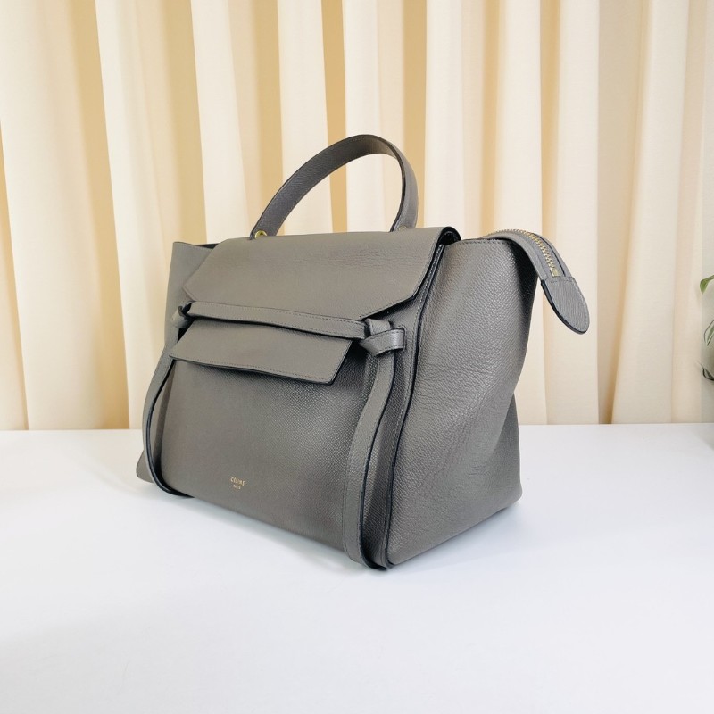 Celine 灰色Belt鯰魚包荔枝紋牛皮 肩背包 斜背包-5