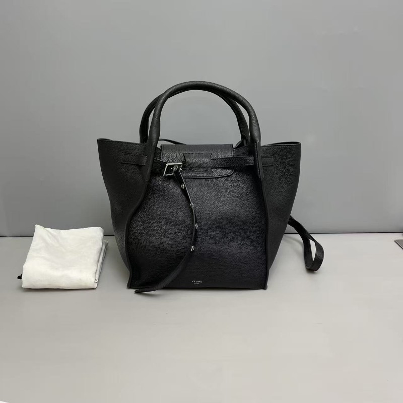 Celine賽琳big bag系列黑色牛皮荔枝紋包 肩背包 斜背包-0