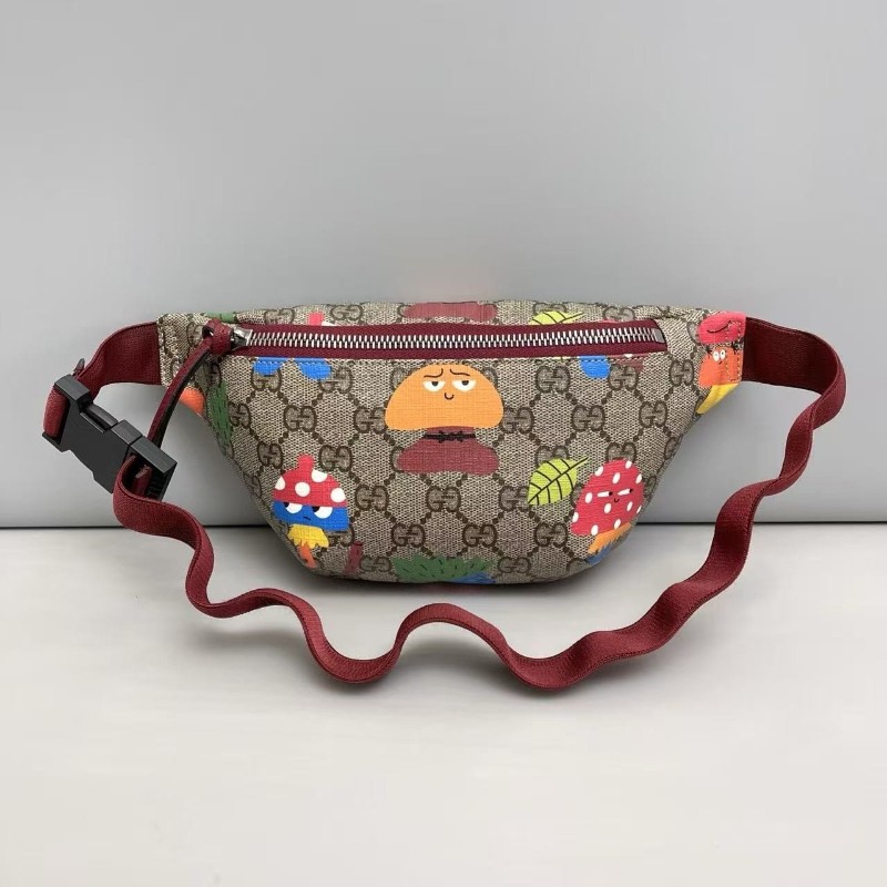 Gucci古馳 兒童腰包 老花蘑菇印花腰包胸包 ,尺寸25×12cm-0