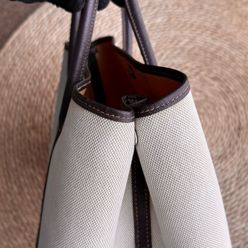 爱马仕Hermes Garden Party花园帆布拼皮米棕熊猫花园36 手提包-4