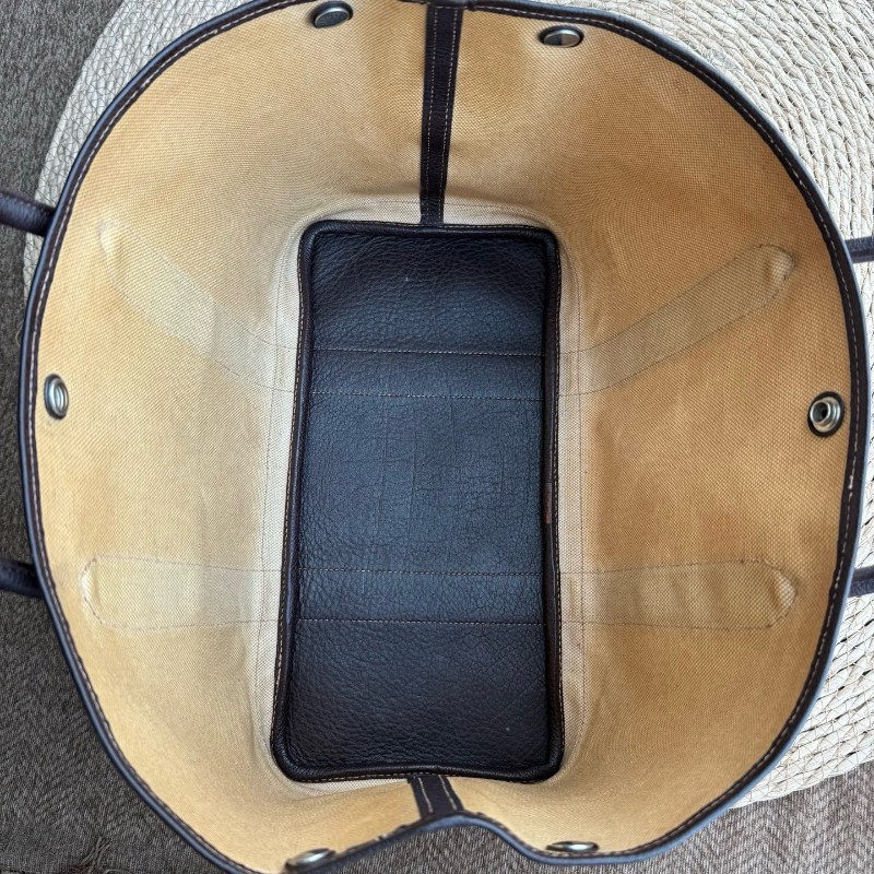 爱马仕Hermes Garden Party花园帆布拼皮米棕熊猫花园36 手提包-9