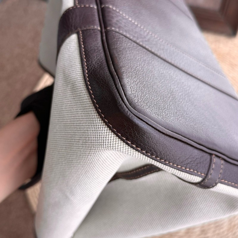 爱马仕Hermes Garden Party花园帆布拼皮米棕熊猫花园36 手提包-11