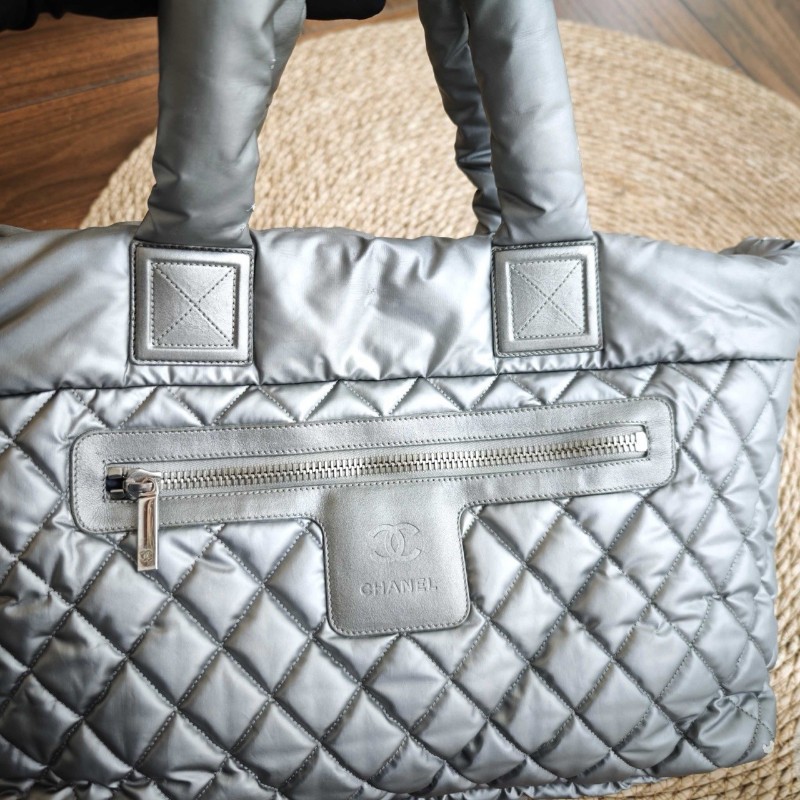 香奈兒Chanel 羽絨服太空銀灰色手提包 托特包-5