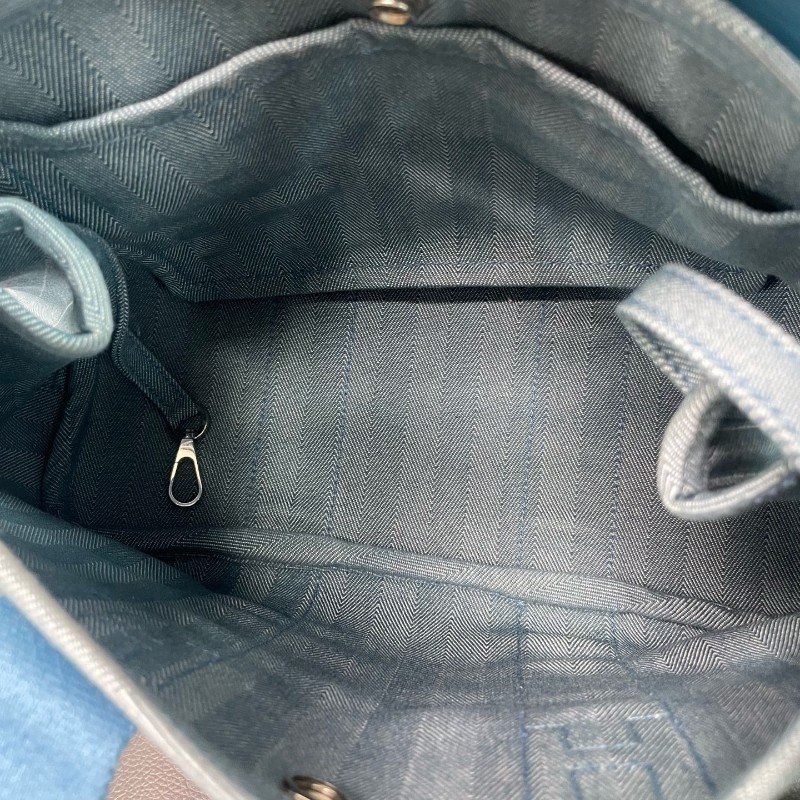 愛馬仕/Hermes Valparaiso帆布拼皮手提籃蘑菇翻蓋花園包 手提包-8