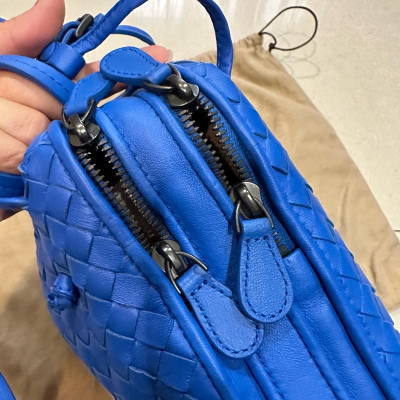 BV藍色可斜背可肩背多背法雙層貝殼包-13