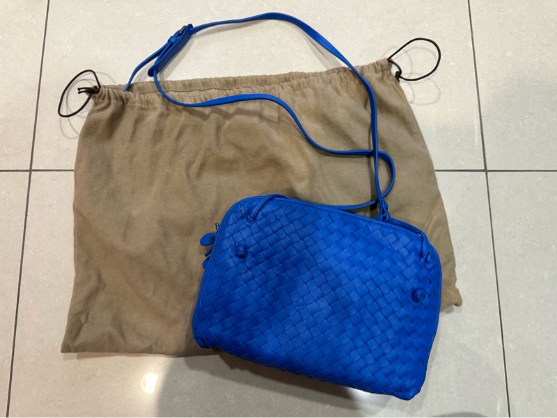 BV藍色可斜背可肩背多背法雙層貝殼包-16