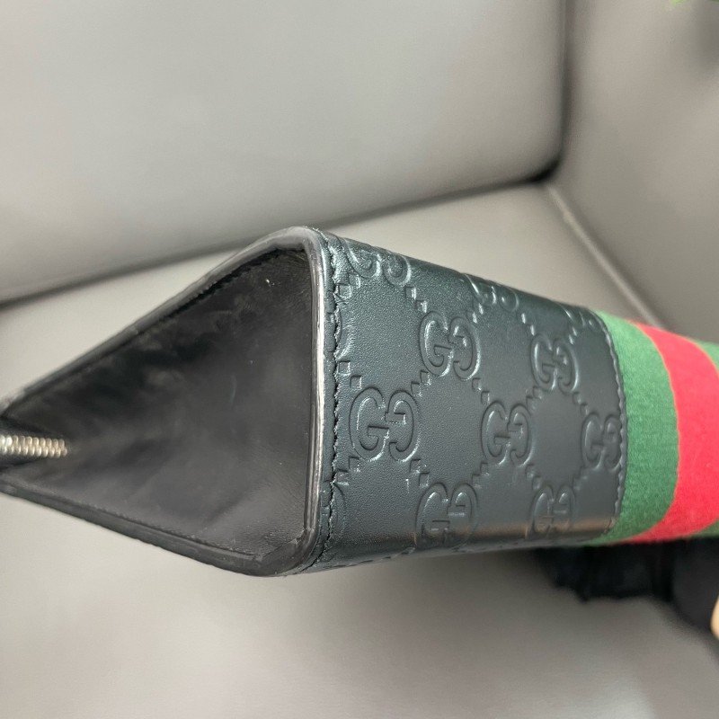 Gucci/古馳 全皮黑色印花手包 洗漱包 男女同款-4