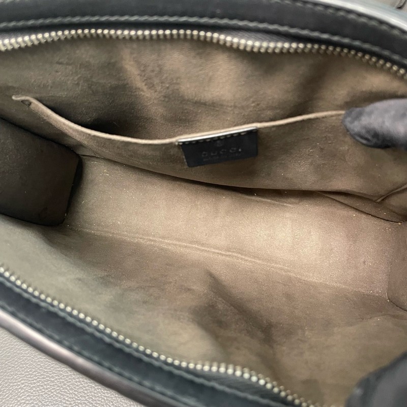 Gucci/古馳 全皮黑色印花手包 洗漱包 男女同款-7