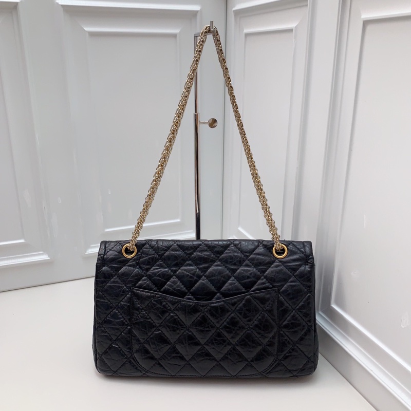 95新 CHANEL香奈兒2.55黑金復古鏈條單肩包 14開-1