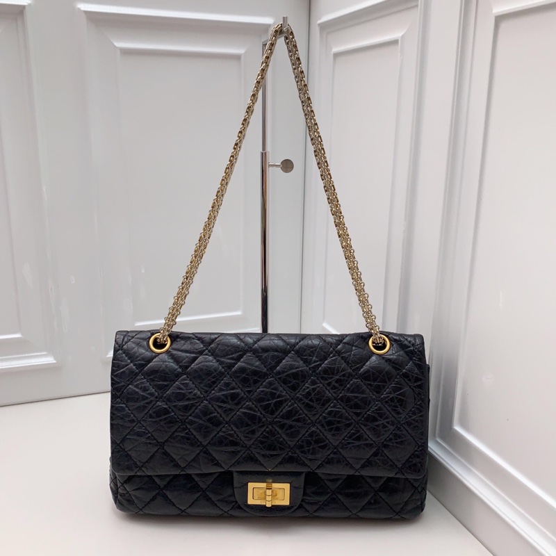 95新 CHANEL香奈兒2.55黑金復古鏈條單肩包 14開-5