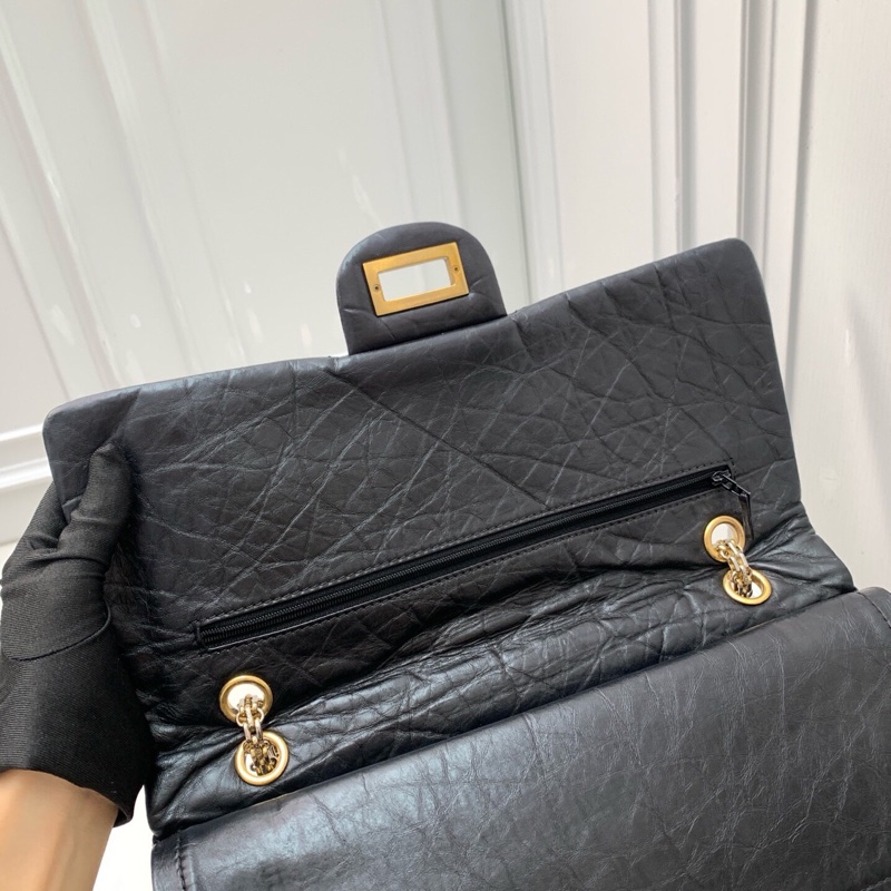 95新 CHANEL香奈兒2.55黑金復古鏈條單肩包 14開-9